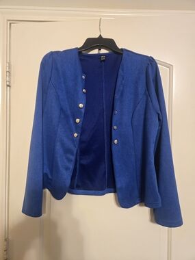 Size 12 Blue Women's Military-Style Button Jacket